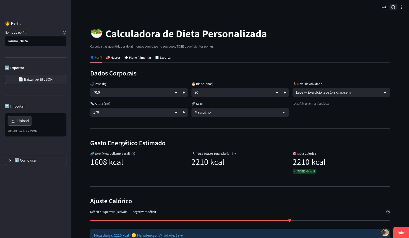 Diet Calculator using TDEE